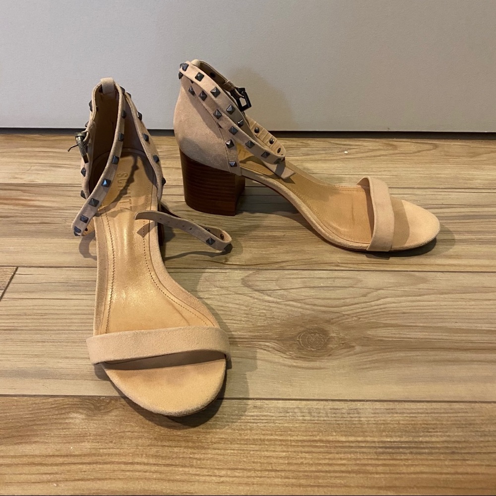 SCHULZ nude strappy heels studs size 8.5B